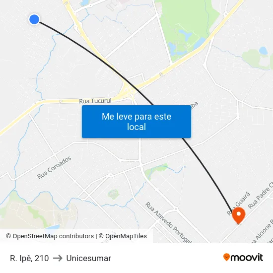 R. Ipê, 210 to Unicesumar map