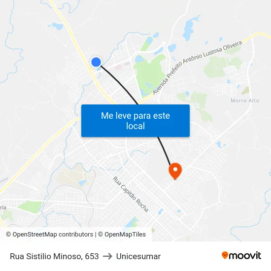 Rua Sistilio Minoso, 653 to Unicesumar map