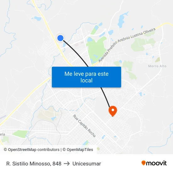 R. Sistilio Minosso, 848 to Unicesumar map