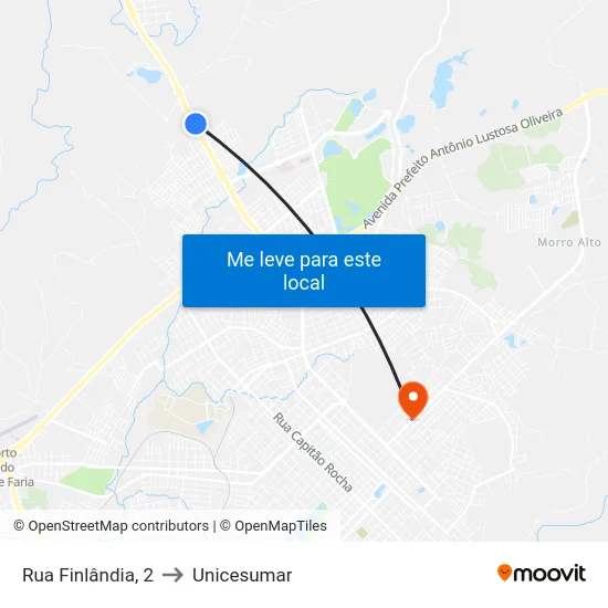 Rua Finlândia, 2 to Unicesumar map