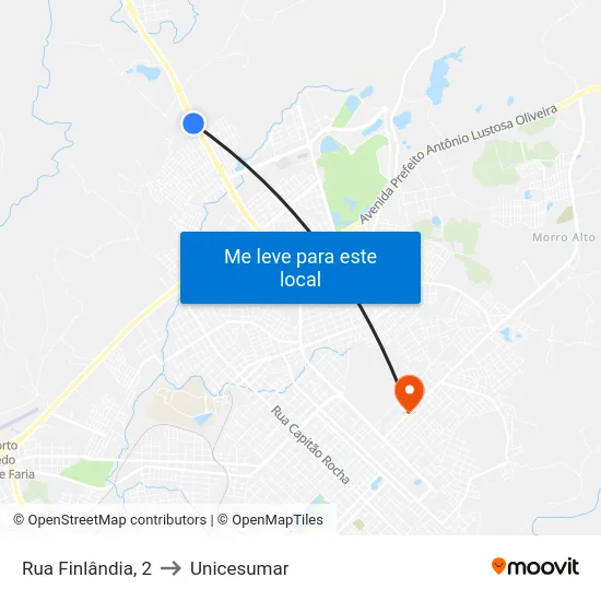 Rua Finlândia, 2 to Unicesumar map