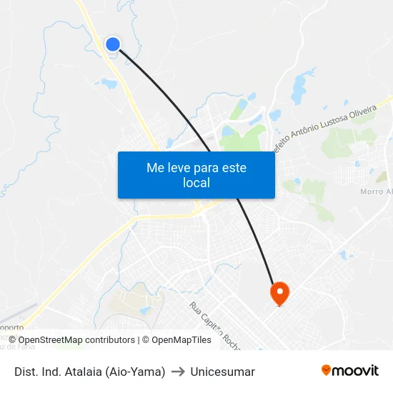 Dist. Ind. Atalaia (Aio-Yama) to Unicesumar map