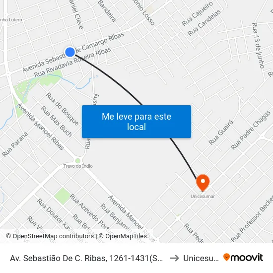 Av. Sebastião De C. Ribas, 1261-1431(Show Modas) to Unicesumar map