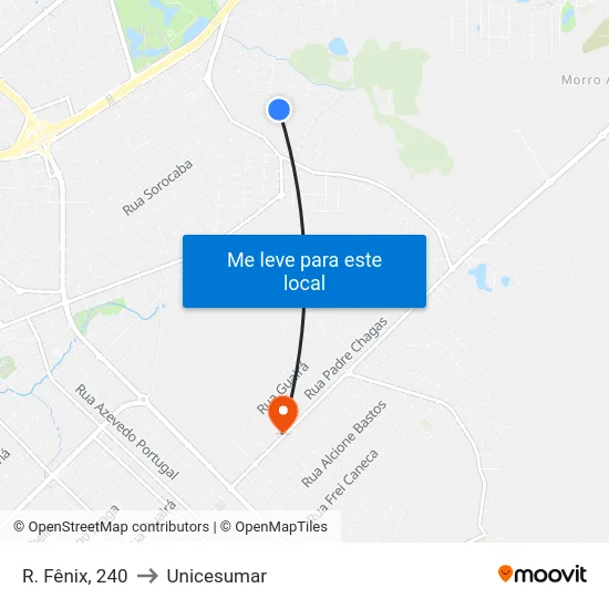 R. Fênix, 240 to Unicesumar map