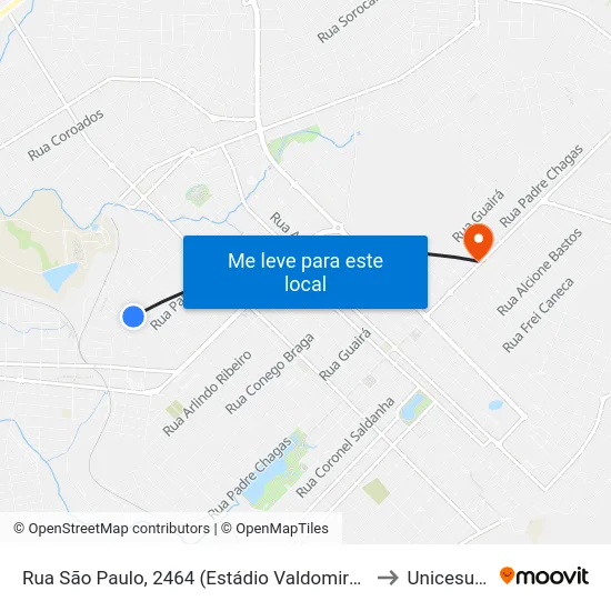 Rua São Paulo, 2464 (Estádio Valdomiro Gelinski) to Unicesumar map