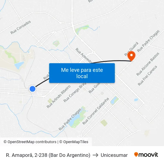 R. Amaporã, 2-238 (Bar Do Argentino) to Unicesumar map