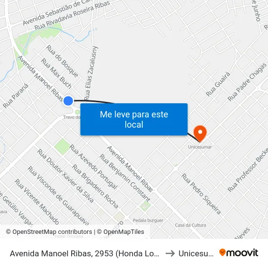 Avenida Manoel Ribas, 2953 (Honda Lobo Motos) to Unicesumar map
