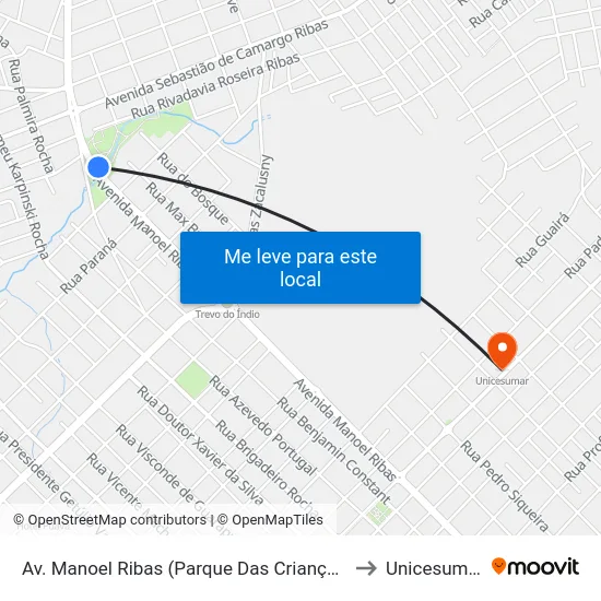 Av. Manoel Ribas (Parque Das Crianças) to Unicesumar map