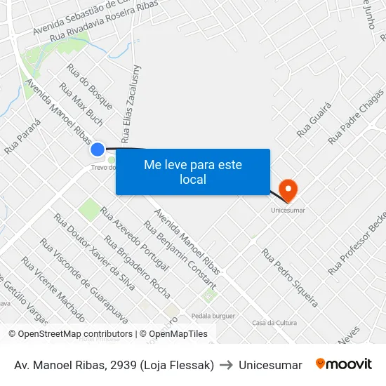 Av. Manoel Ribas, 2939 (Loja Flessak) to Unicesumar map
