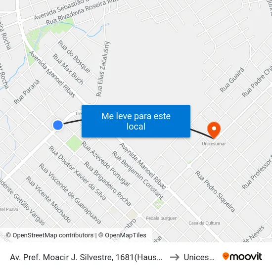 Av. Pref. Moacir J. Silvestre, 1681(Hausz Guarapuava) to Unicesumar map