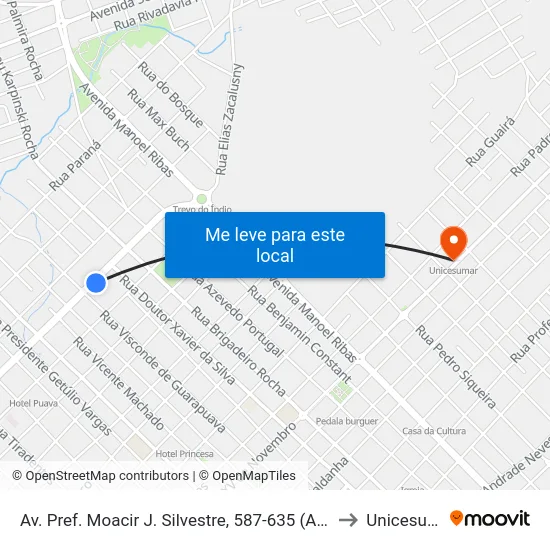 Av. Pref. Moacir J. Silvestre, 587-635 (Antigo Mix) to Unicesumar map