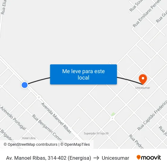 Av. Manoel Ribas, 314-402 (Energisa) to Unicesumar map