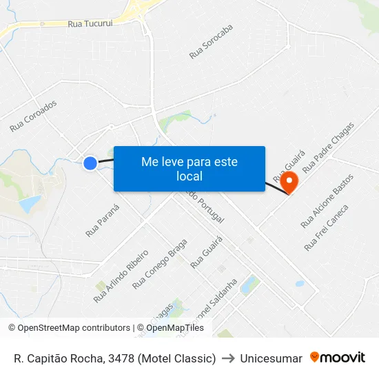 R. Capitão Rocha, 3478 (Motel Classic) to Unicesumar map