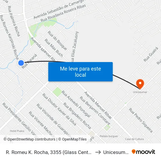 R. Romeu K. Rocha, 3355 (Glass Center) to Unicesumar map