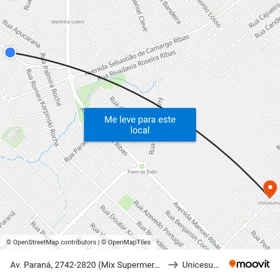 Av. Paraná, 2742-2820 (Mix Supermercado) to Unicesumar map