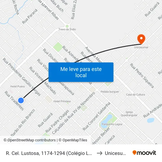 R. Cel. Lustosa, 1174-1294 (Colégio Lobo) to Unicesumar map