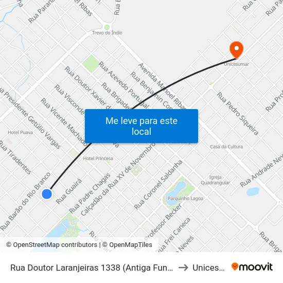 Rua Doutor Laranjeiras 1338 (Antiga Fundação Proteger) to Unicesumar map