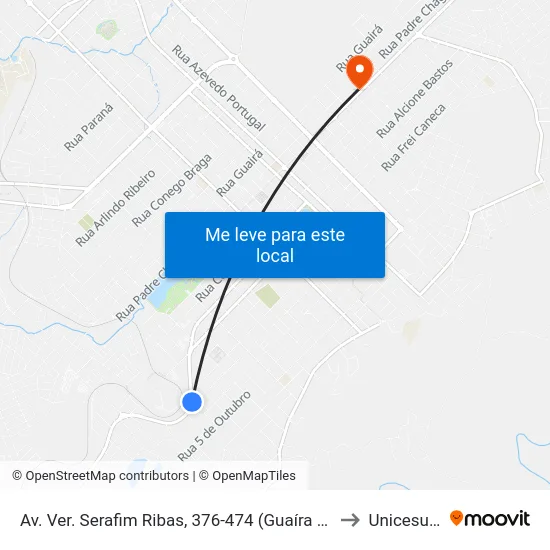 Av. Ver. Serafim Ribas, 376-474 (Guaíra Campestre) to Unicesumar map