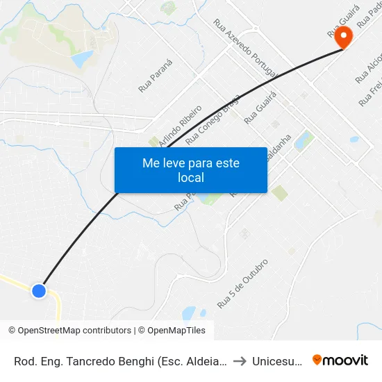 Rod. Eng. Tancredo Benghi (Esc. Aldeia Do Sol) to Unicesumar map