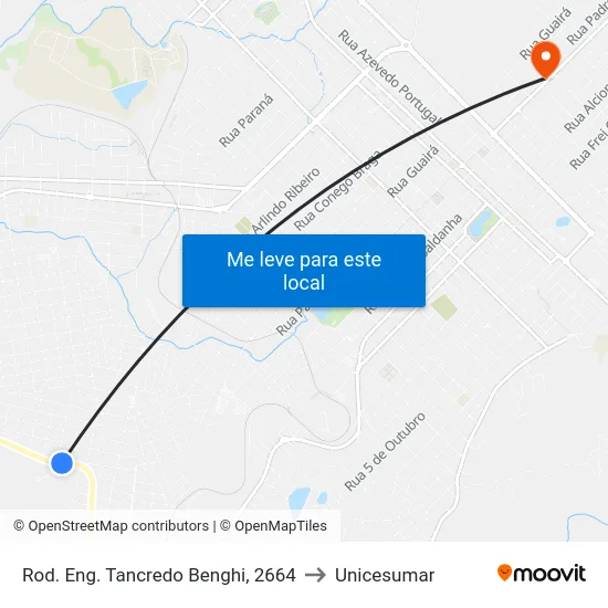 Rod. Eng. Tancredo Benghi, 2664 to Unicesumar map