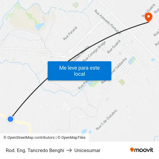 Rod. Eng. Tancredo Benghi to Unicesumar map