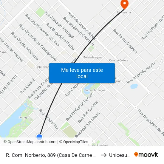 R. Com. Norberto, 889 (Casa De Carne Boi Verde) to Unicesumar map