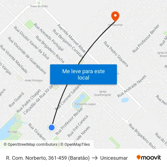 R. Com. Norberto, 361-459 (Baratão) to Unicesumar map