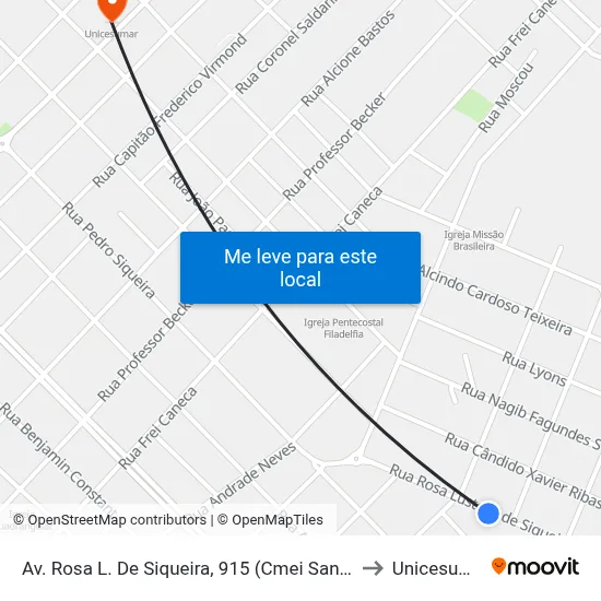 Av. Rosa L. De Siqueira, 915 (Cmei Santana) to Unicesumar map
