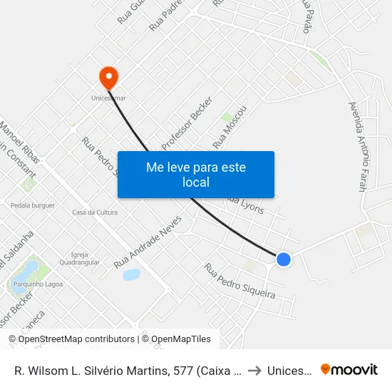 R. Wilsom L. Silvério Martins, 577 (Caixa D'Água Sanepar) to Unicesumar map