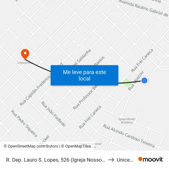 R. Dep. Lauro S. Lopes, 526 (Igreja Nosso Senhor Jesus Cristo) to Unicesumar map