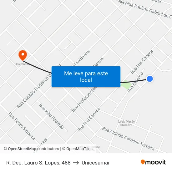 R. Dep. Lauro S. Lopes, 488 to Unicesumar map