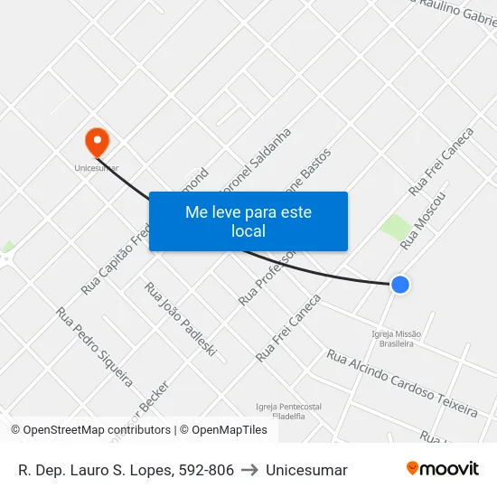 R. Dep. Lauro S. Lopes, 592-806 to Unicesumar map