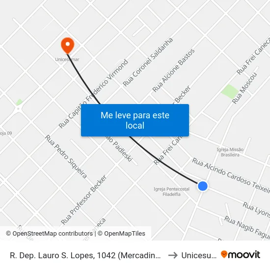 R. Dep. Lauro S. Lopes, 1042 (Mercadinho Da Vilma) to Unicesumar map