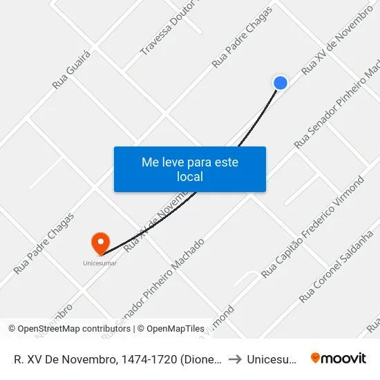 R. XV De Novembro, 1474-1720 (Dione Tur) to Unicesumar map