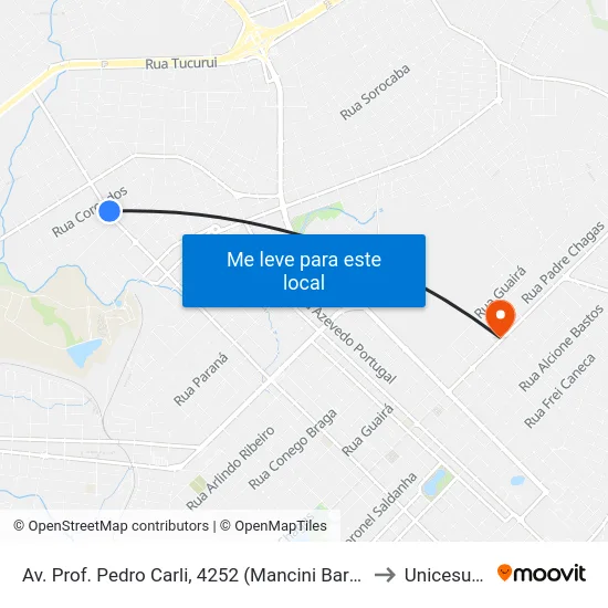 Av. Prof. Pedro Carli, 4252 (Mancini Barber Shop) to Unicesumar map