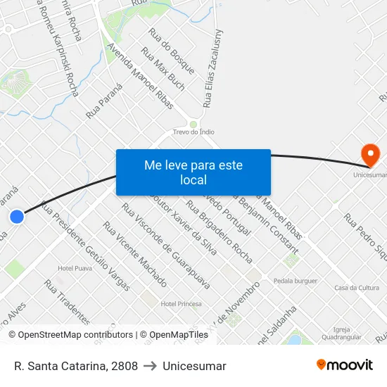 R. Santa Catarina, 2808 to Unicesumar map