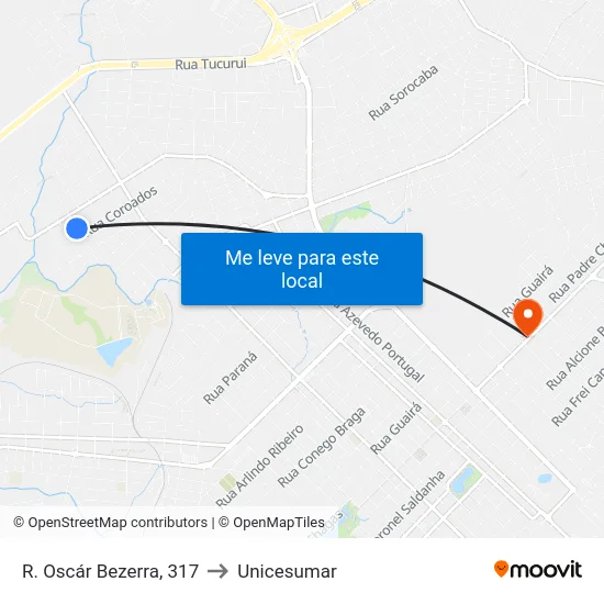 R. Oscár Bezerra, 317 to Unicesumar map