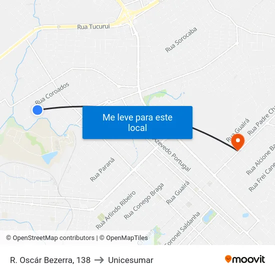 R. Oscár Bezerra, 138 to Unicesumar map