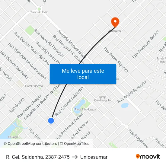 R. Cel. Saldanha, 2387-2475 to Unicesumar map