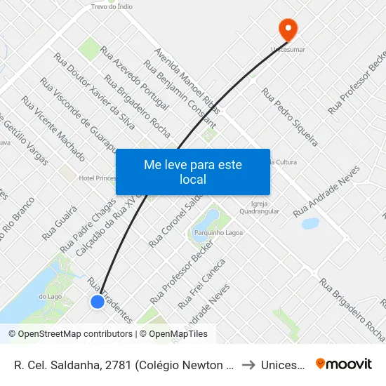 R. Cel. Saldanha, 2781 (Colégio Newton Felipe Albach) to Unicesumar map