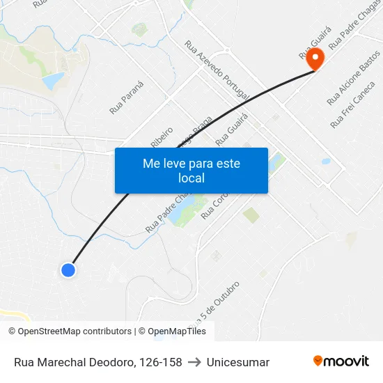 Rua Marechal Deodoro, 126-158 to Unicesumar map
