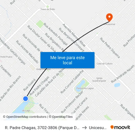 R. Padre Chagas, 3702-3806 (Parque Do Lago) to Unicesumar map
