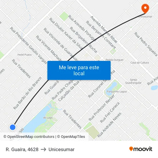 R. Guaíra, 4628 to Unicesumar map