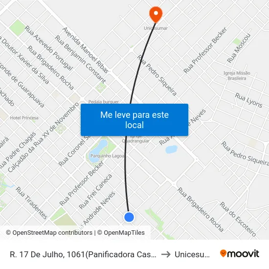 R. 17 De Julho, 1061(Panificadora Caseira) to Unicesumar map
