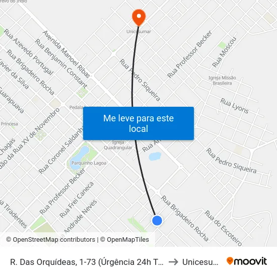 R. Das Orquídeas, 1-73 (Úrgência 24h Trianon) to Unicesumar map