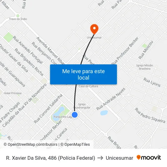 R. Xavier Da Silva, 486 (Polícia Federal) to Unicesumar map