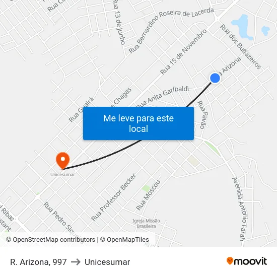 R. Arizona, 997 to Unicesumar map