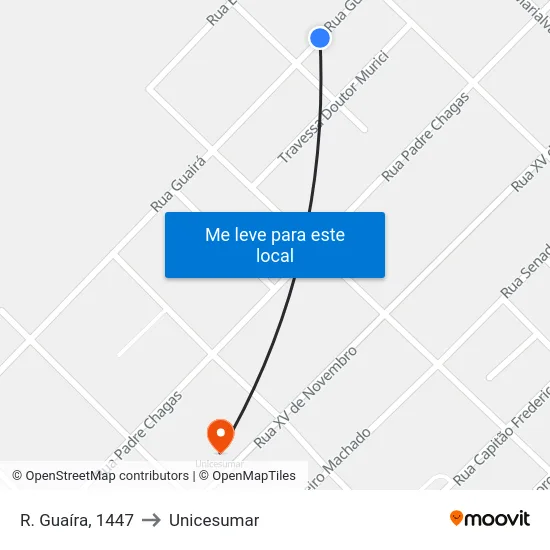 R. Guaíra, 1447 to Unicesumar map