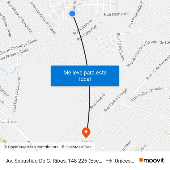 Av. Sebastião De C. Ribas, 148-226 (Escola Cristo Rei) to Unicesumar map