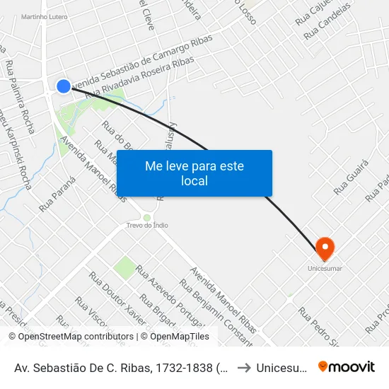 Av. Sebastião De C. Ribas, 1732-1838 (Zeagro) to Unicesumar map